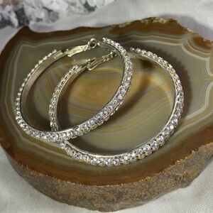 Sparkling Crystal Silver Hoop Earnings 2'
